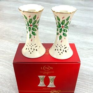 Lenox for the Holidays Pierced Candlestick Pair
